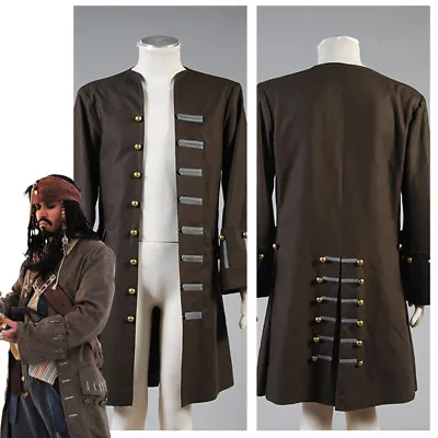 Pirates Of The Caribbean Jack Sparrow Jacket Cosplay Costume Attire Coat  • £52.79