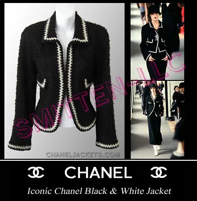 $3995 CHANEL VINTAGE ICONIC Black & White JACKET * FR 34 - 36 US 0 2 * PRISTINE • £1590.23