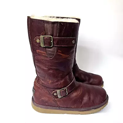 UGG Kensington Buckle Strap Brown 12  Leather Boots S/N 3325 Womens US Size 10 • £56.89