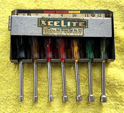 Vintage Xcelite 7pc Wall Mounted  Nut Driver Set No. 127 -- L@@k Real Nice -- • $49.95