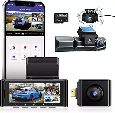 AZDOME 4K Dual Dash Cam Front + Inside GPS WiFi 4K+1080P Car DVR Dash Cameras • $161.99