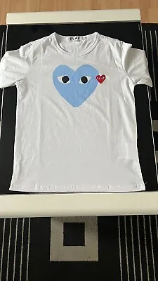 £40 • Buy Comme Des Garcons Play Red Heart Colour Heart Tee White, Red & Blue📦✅