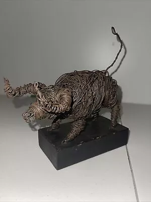 Vintage Twisted Wire Art Metal BULL Sculpture Signed JG • $44.10