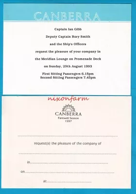 Two Original P & O Line CANBERRA  INVITATIONS • £1.99
