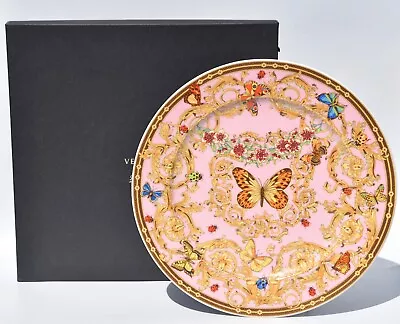 Boxed Rosenthal Versace LE JARDIN DE VERSACE Charger Butterflies Pink 30.8cm • $325