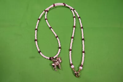 Elk Charm Necklace Handmade White Seed Beads New • $10.75