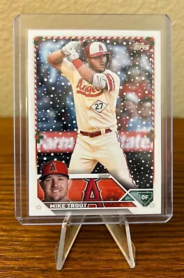 2023 Topps Holiday Baseball Mike Trout #H27 Candy Cane Bat Variation Los Angeles • $0.99