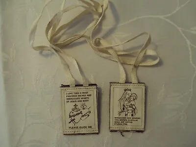 Vintage Madonna And Child And Sacred Heart Of Jesus Scapular #relt • $13.99