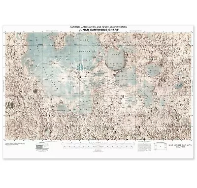 Chart Lunar Earth-side Of Moon 1976 NASA Astronomy Reference Map Poster 16x24 • $17.89