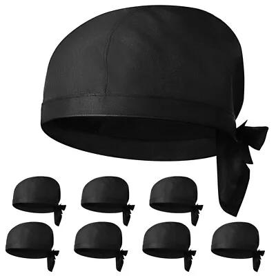  8 Pcs Chef Hat Kitchen Serving Head Scarf For Men Caps Adjustable • £98.68