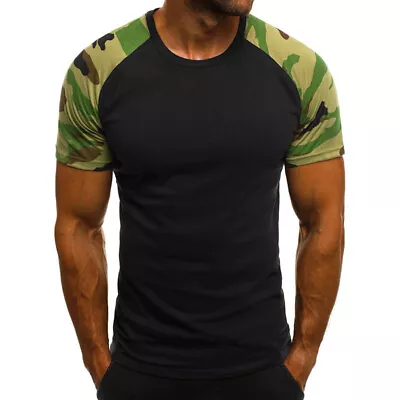 Mens Tight Fit Muscle Short Sleeve T-Shirt Gym Sport Tee Shirts Casual Tops New • £8.99