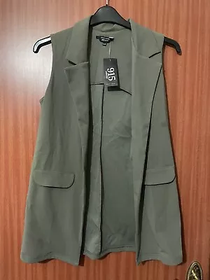 Women’s / Girl’s New Look Khaki Green Longline Waistcoat Jacket Size 6 Age 14-15 • £6