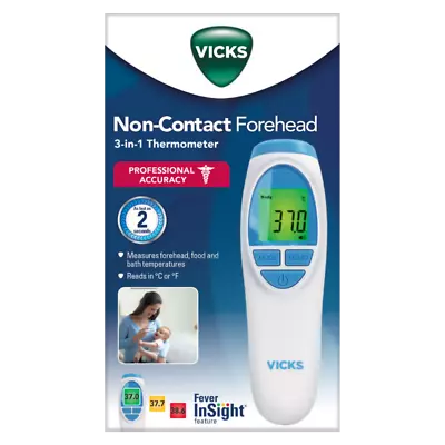 Vicks Non-Contact 3-in-1 Forehead Thermometer Fever Insight Professional Accurac • $32.74