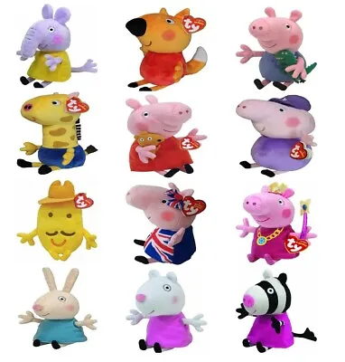 TY Beanie Peppa Pig 6'' Plush Toys - George Suzy Emily Zoe Gerald Freddy Grandpa • £10