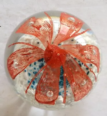 PALM TREE PAPERWEIGHT Art Glass Control Bubble Italy Hand Blown MURANO Style  • $19.95