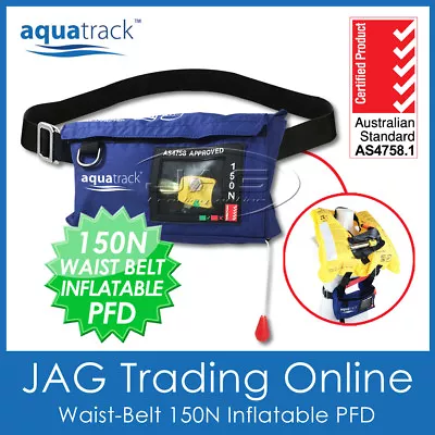 Aquatrack Inflatable Waist Belt Life Jacket - Adult Manual 150n Pfd - Navy Blue • $104.95