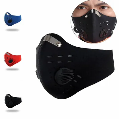 Sports Face Mask - Black With Activated Carbon Filter UK SELLER • £4.99