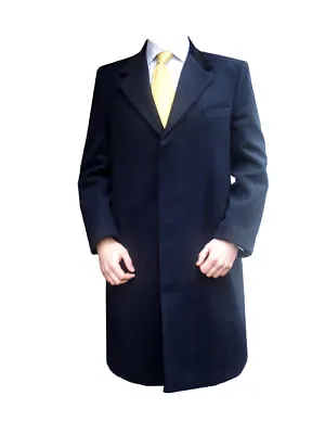 Navy Blue Cashmere Overcoat With Velvet Collar 40  Regular • £199