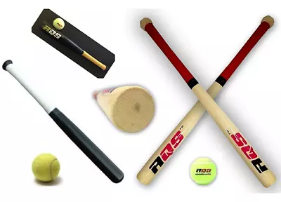 £9.95 • Buy 17  / 18  Rounders Baseball Bat With Soft Tennis Ball Kids Wooden Play Set Sport