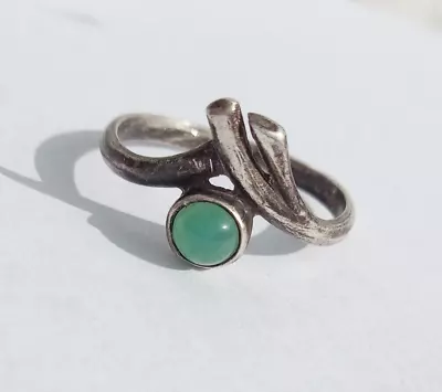 Vintage Ring Natural Chrysoprase Stone Silver 875 Star USSR. Women's Jewelry S7 • $60