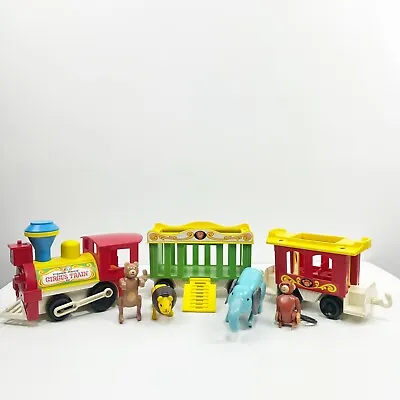 Vintage Fisher Price Little People Circus Train With 4 Animals 3 Train Cars • $45