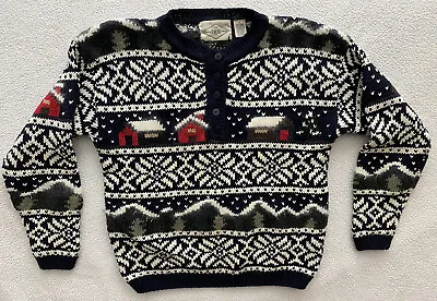 Vintage Barbara Moss Holiday Sweater Women’s Medium Pullover Cotton/Ramie Black  • $11