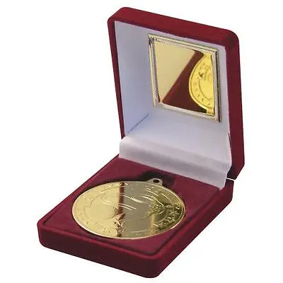 50mm Golf Medal In Red Velvet Presentation Box Gold Silver Bronze FREE Engraving • £7.95