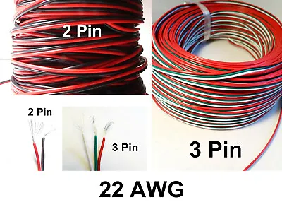 22AWG 22 AWG Wire 2 Or 3 Pin LED Hobby Circuit Electrical Cable 12v LED UK • £3.26