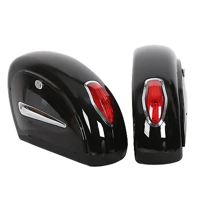 Hard Motorcycle Trunk Universal Black Motorcycle Saddle Bag Trunk With Built-in Lights - Fits Honda Yamaha Cruiser Models Motorcycle Storage Cases - Foto 8