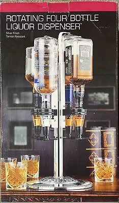 Godinger Silver Finish Rotating 4 Bottle Liquor Dispenser Bar Drink • $19