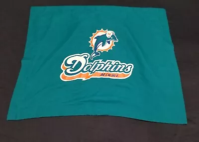 VINTAGE Miami Dolphins Pillow Case Standard Size Made In USA Blue Football NFL • $7.99