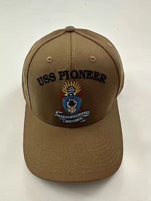 New The Corps USS Pioneer MCM 9 Logo Beige Baseball Cap Hat One Size • $29.99