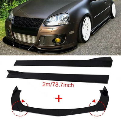 $66.99 • Buy Front Bumper Lip Splitters + 78.7  Side Skirts For VW Golf Jetta MK4 MK5 MK6 MK7