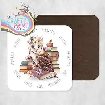 £3.99 • Buy Owl Books Teacher Printed Coaster, End Of Term Gift, Teacher Appreciation Gift