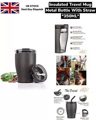Insulated Travel Coffee Mug Thermos Cup Thermal Stainless Steel Flask Vacuum UK • £8.99