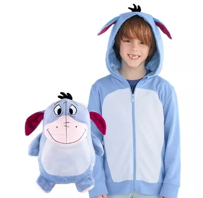 Cubcoats Eeyore 2-in-1 Transforming Classic Zip-Up Hoodie & Soft Plushie Sz 4/5 • $30