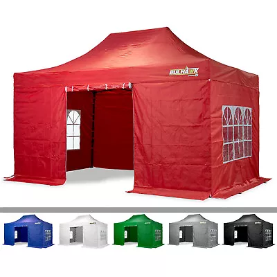 BULHAWK® 3x4.5m COMMERCIAL GRADE HEAVY DUTY POP UP GAZEBO MARKET STALL MARQUEE • £289.99