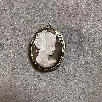 Vintage Shell Cameo Combination Pendant And Pin 800 Silver • $30