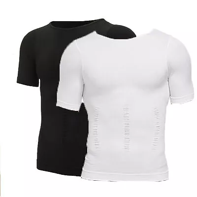 Men Slimming Bodys Shaper Vest Slim Chest Belly Waist Boobs Compression T-Shirt • £6.99