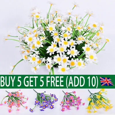 Artificial Flowers Plastic Fake Plants UV Resistant Home In/Outdoor Garden Decor • £0.99