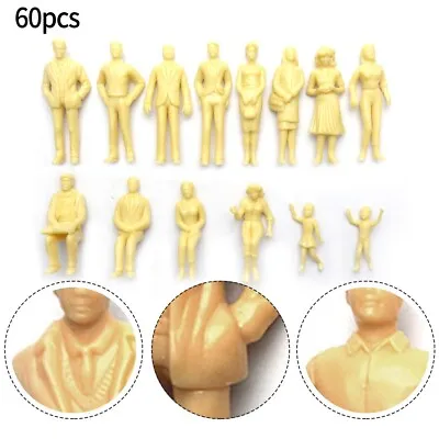 60pcs Model Figures 1:87 Unpainted H0 Figures Standing H0 Accessories Plastic • $9.34