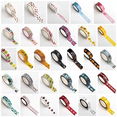 Washi Tape Masking Adhesive 15mm Glitter And Foil Tape Crafts 10 Metre Christmas • £2.99