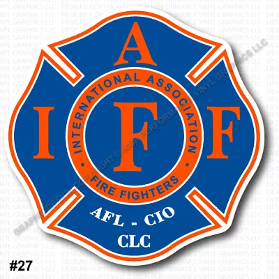 IAFF Firefighter HELMET Decal 2  Sticker Intense Blue Orange Wht Laminated 0414 • $3.49