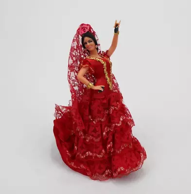 VTG 1960's  Marin Chiclana  Spain  Beautifull Red Dress Flamenco Dancer Doll • $29.95