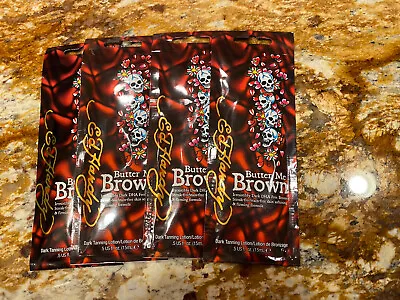 Ed Hardy BUTTER ME BROWN Dark DHA FREE Bronzer Tanning Lotion 4 .5oz PACKETS • $12.90