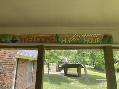 $64.95 • Buy Hand Painted Beach Or Lake Sign Vintage Look Cabin Lake Decor Art “welcome”