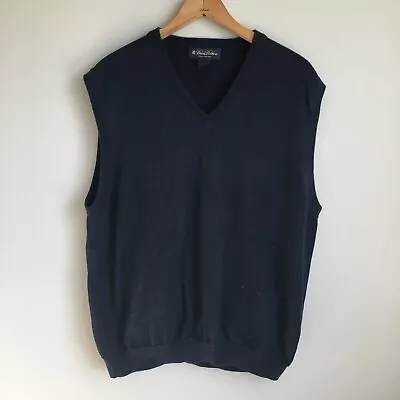 Brooks Brothers Vest Men's L Navy Blue Pima Cotton V-Neck Sweater Pilling • $14.98