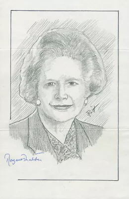 Margaret Thatcher (great Britain) - Original Art Signed Co-signed By: John Raitt • $400