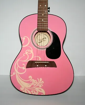 $53.32 • Buy First Act Pink Acoustic Guitar 36 Inch Pink White Scroll Design 6 Strings MG3012