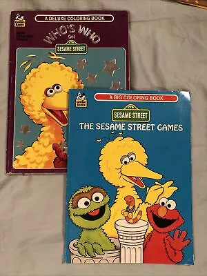 2 Vintage SESAME STREET Coloring Books Partly Used - GOLDEN BOOKS Brand CTW Era • $6